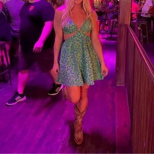 Hello Molly Mini green cut out dress. Size small